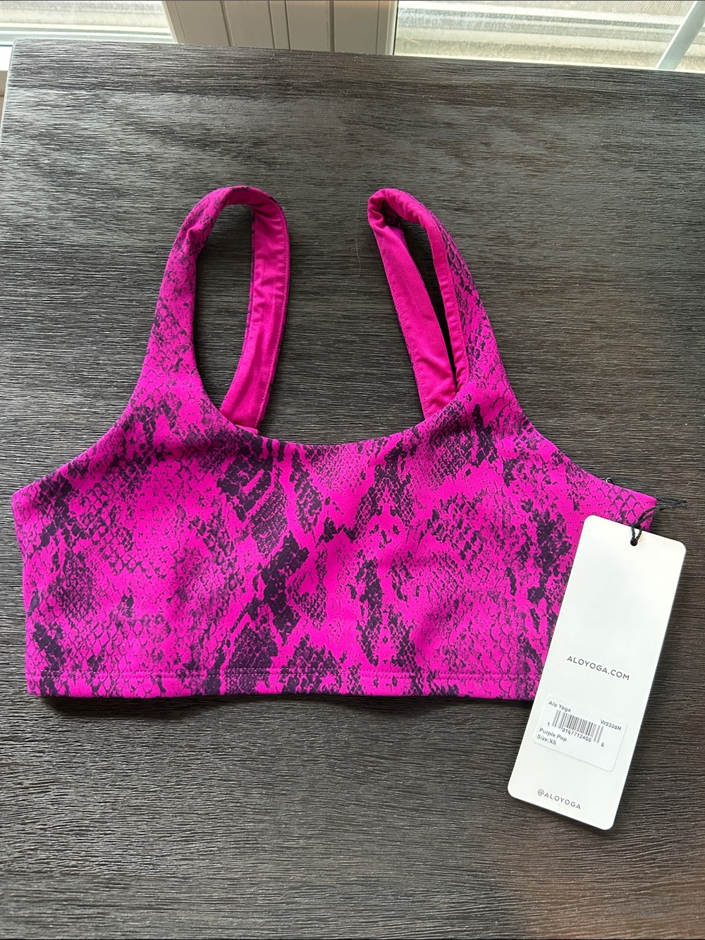 ALO Yoga Purple Snakeskin Print Sports Bra